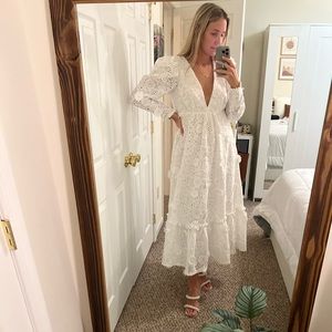 ASOS EDITION 3D floral maxi dress with cut out back in white